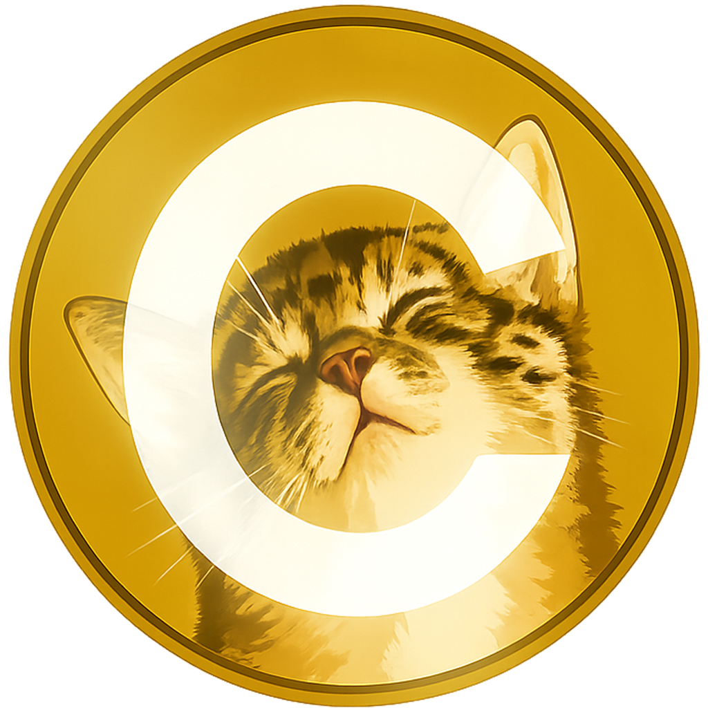 Catecoin gold coin with a cat