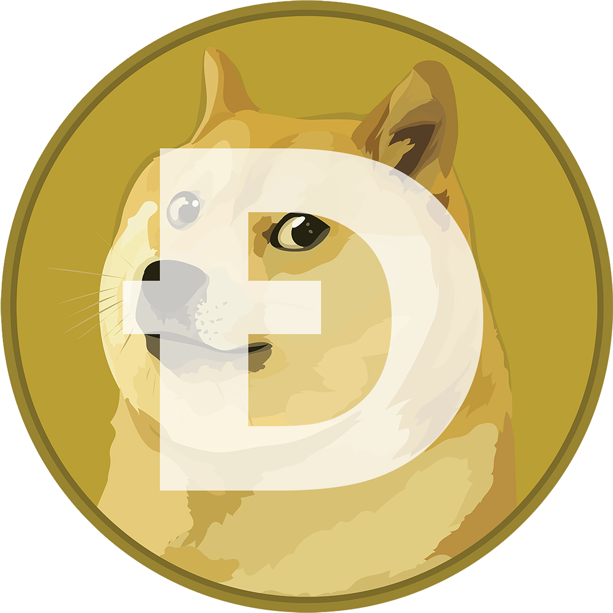 Dogecoin gold coin with a Shiba Inu dog